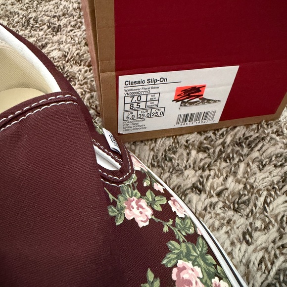 Brand New Maroon Floral Slip On Vans - Picture 5 of 5